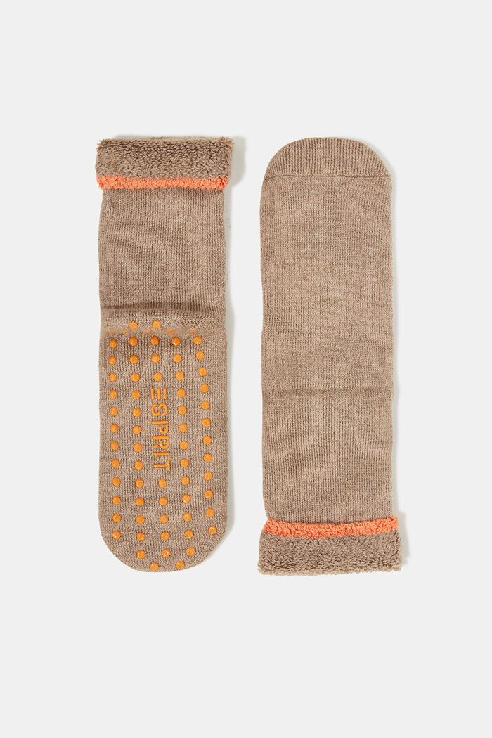 Soft stopper socks, wool blend, NUTMEG MELANGE, detail image number 0