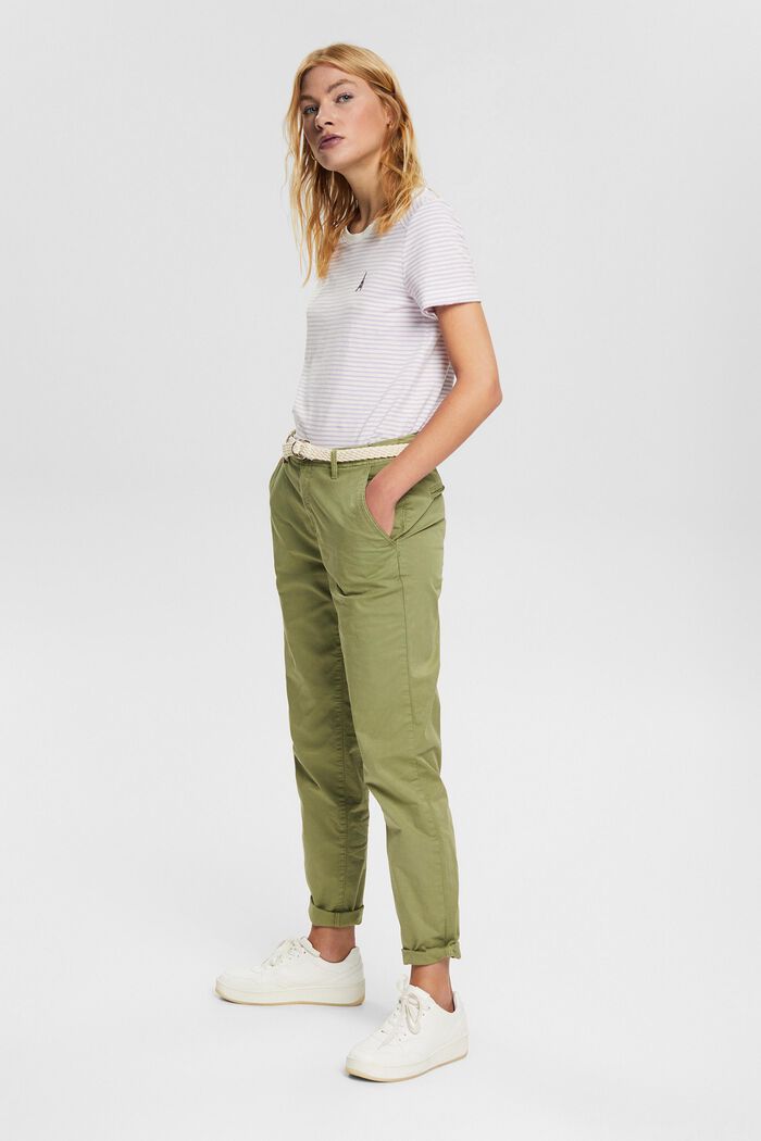 Chinos with braided belt, LIGHT KHAKI, detail image number 5