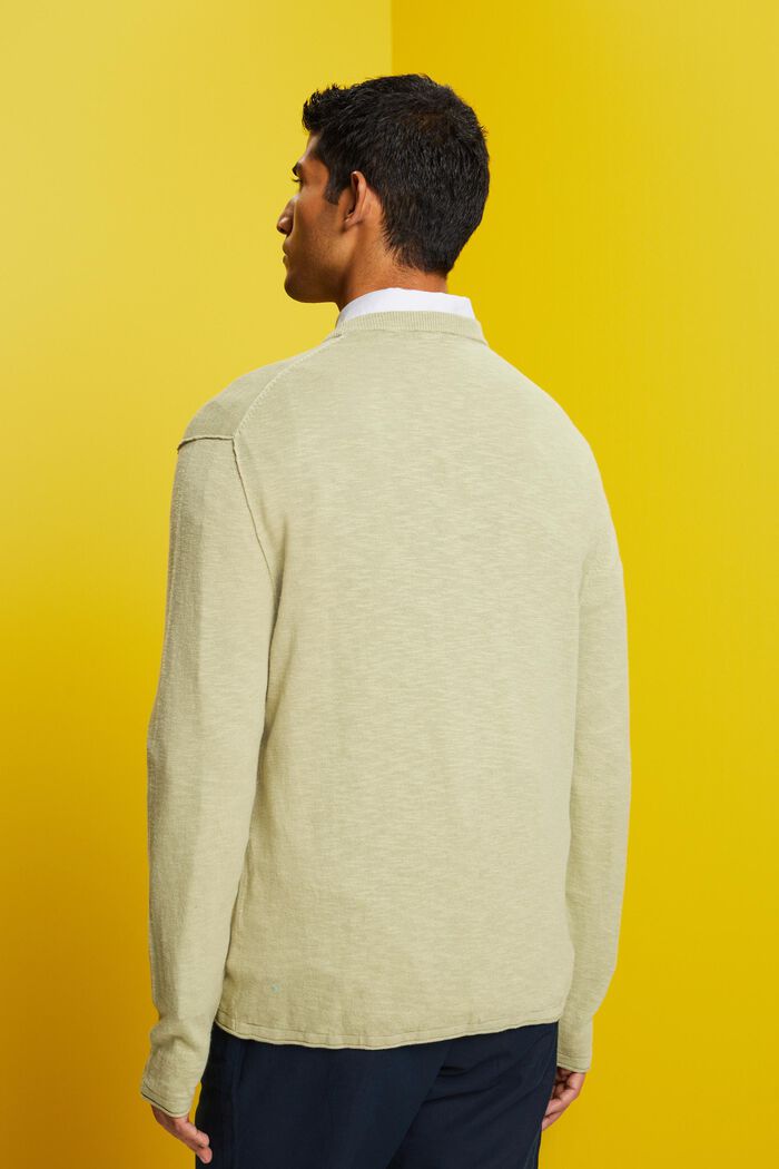 Crewneck jumper, cotton-linen blend, LIGHT GREEN, detail image number 3