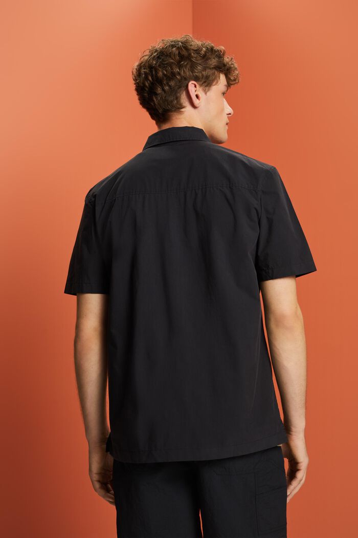 Short sleeve shirt, cotton blend, BLACK, detail image number 3