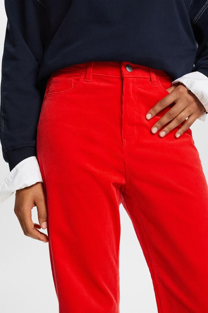 High-Rise Straight Fit Corduroy Trousers, RED, detail image number 2