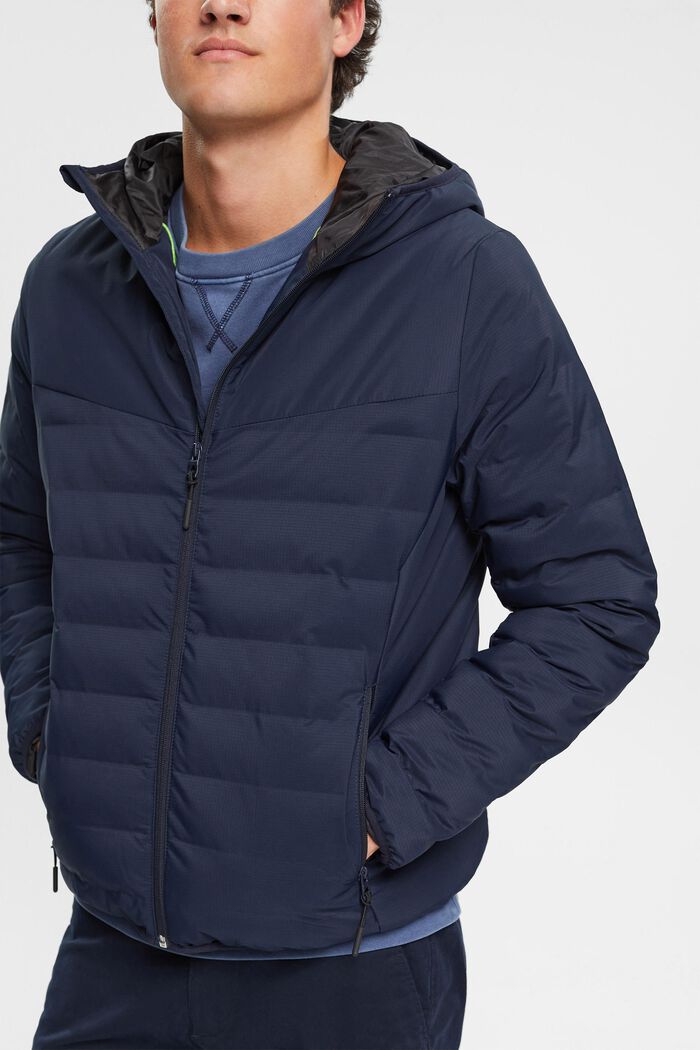 Quilted jacket with hood, NAVY, detail image number 0