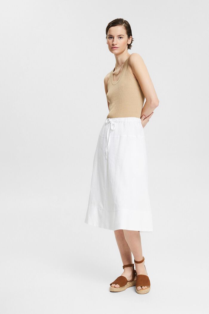 Midi skirt made of blended linen