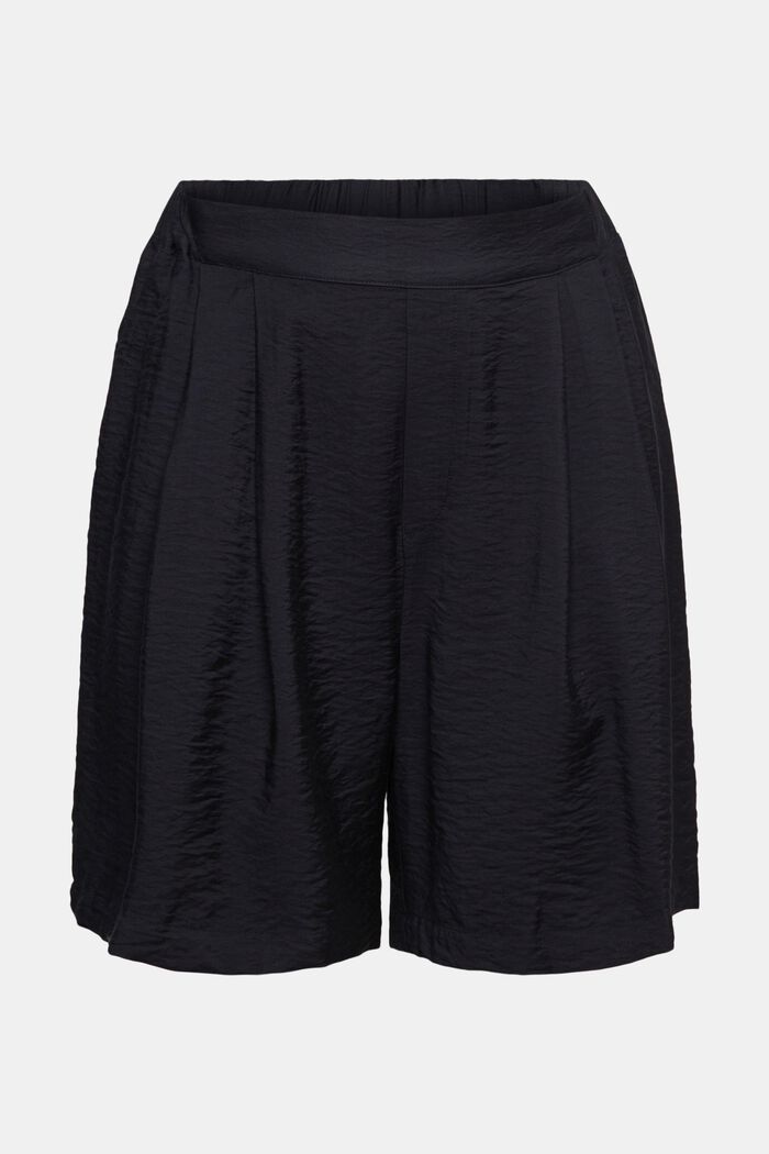 Flowing Bermuda shorts with a crinkle finish, BLACK, detail image number 2