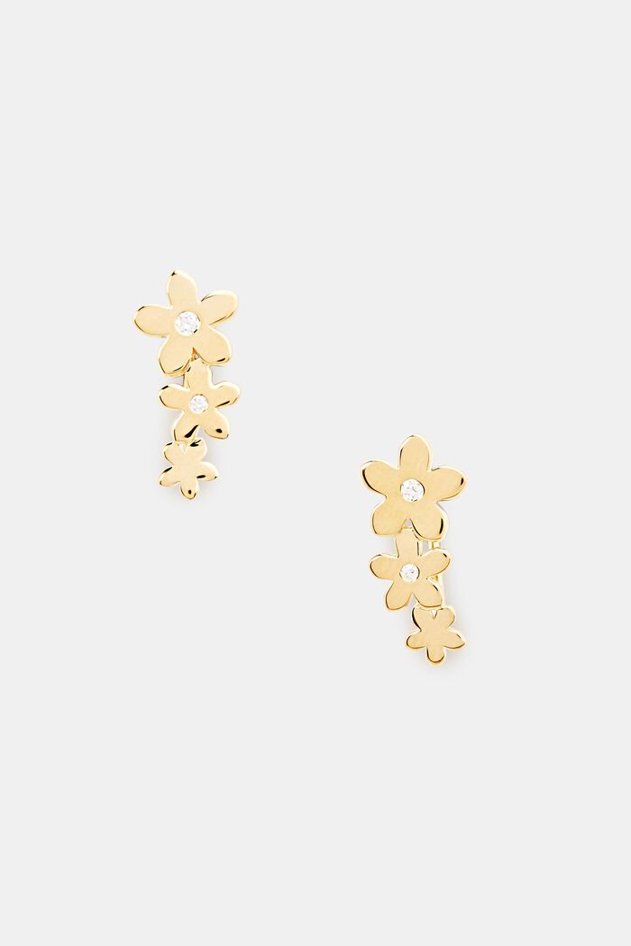 Ear climbers with zirconia, sterling silver, GOLD, detail image number 0