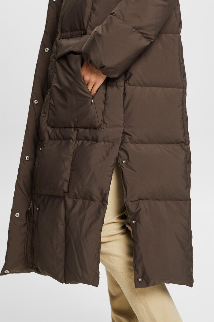 Hooded Puffer Coat, DARK BROWN, detail image number 1