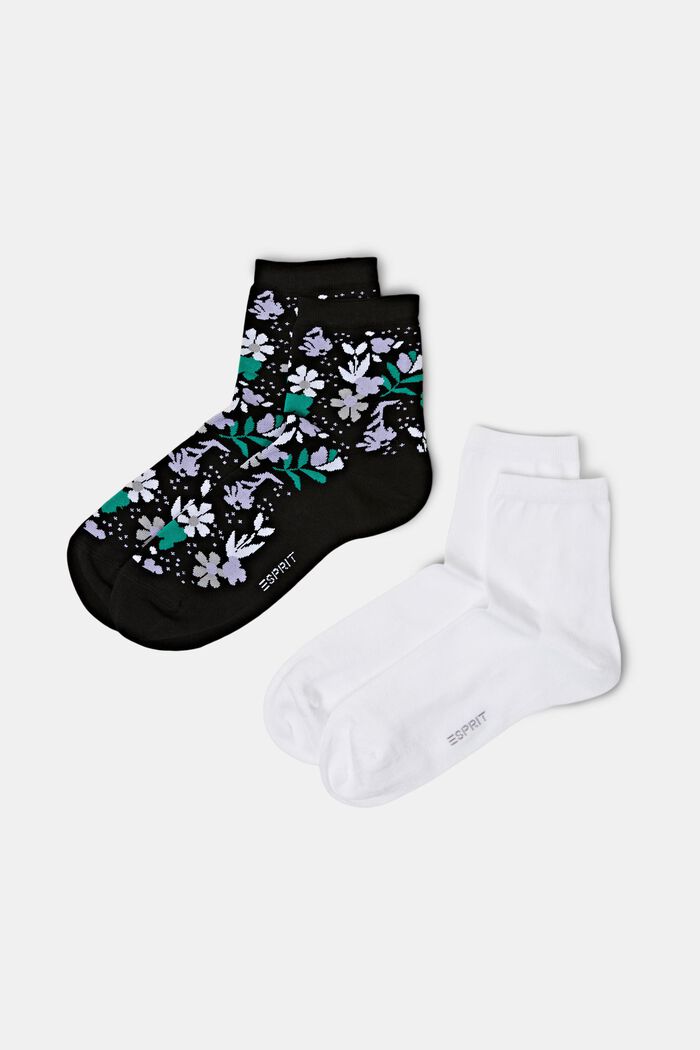 Printed Crew Socks, BLACK/WHITE, detail image number 0