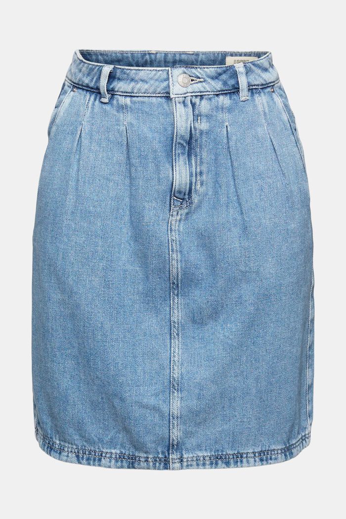 Denim skirt with waist pleats