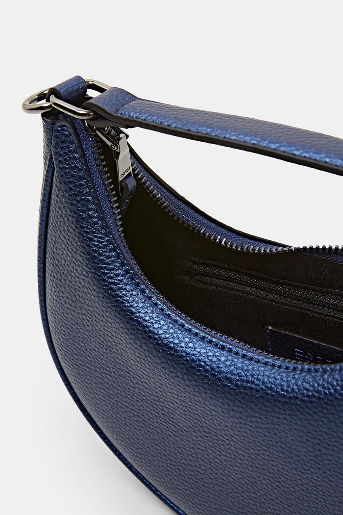 Faux Leather Crescent Bag, DARK BLUE, detail image number 3