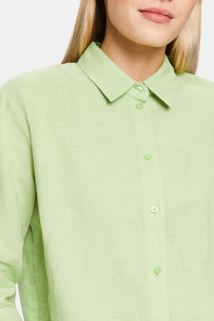 Linen-Cotton Shirt, LIGHT GREEN, detail image number 3
