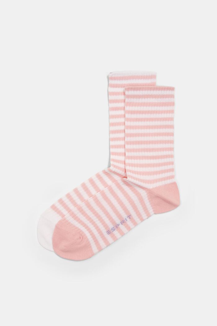 Double pack of socks with a striped look, FLAMINGO, detail image number 2