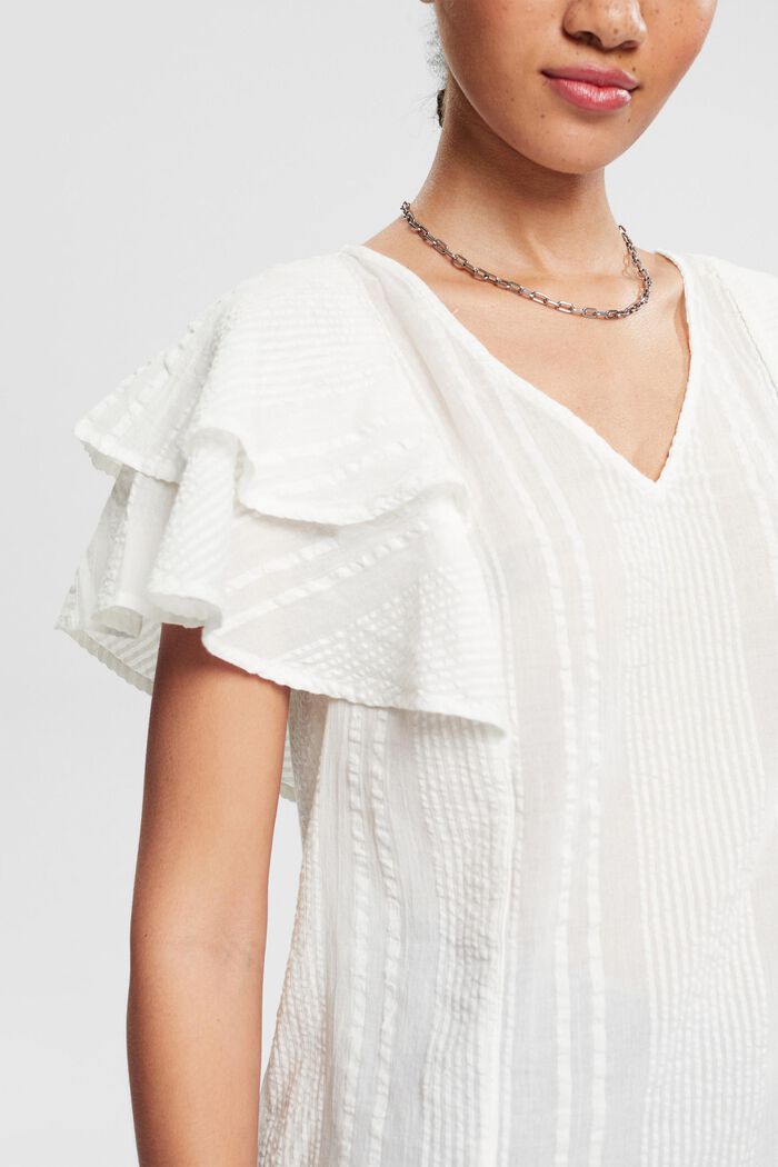 Blouse with flounce sleeves, OFF WHITE, detail image number 0