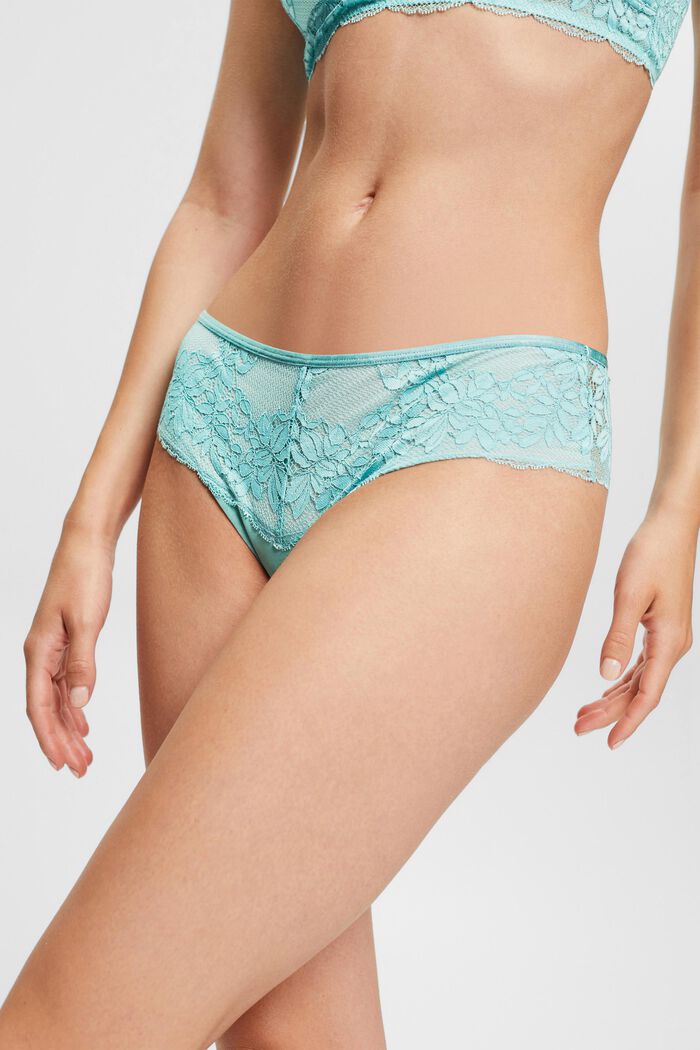 Recycled: briefs with lace, AQUA GREEN, detail image number 0