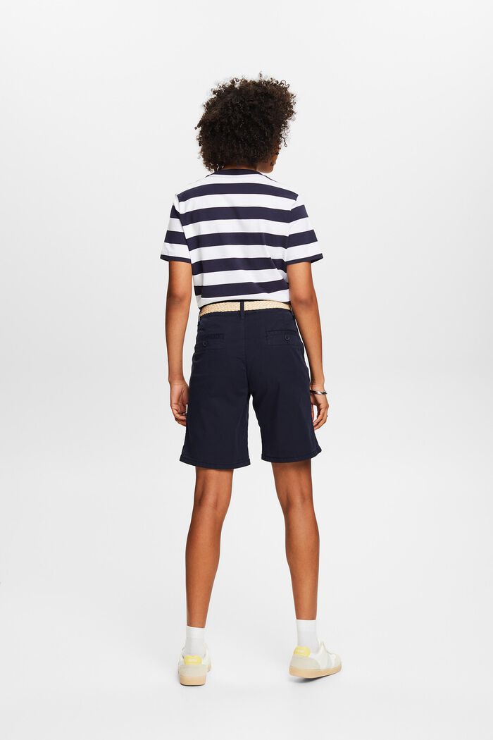 Shorts with braided raffia belt, NAVY, detail image number 3
