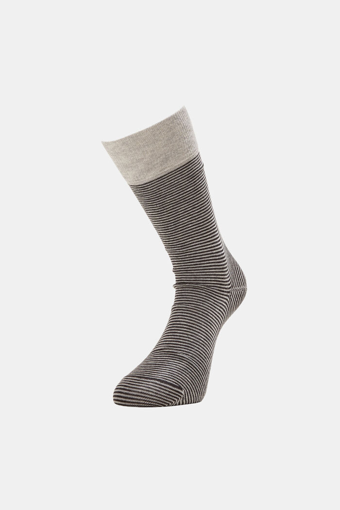 2-pack of striped socks, organic cotton, BROWN/LIGHTGREY, detail image number 0