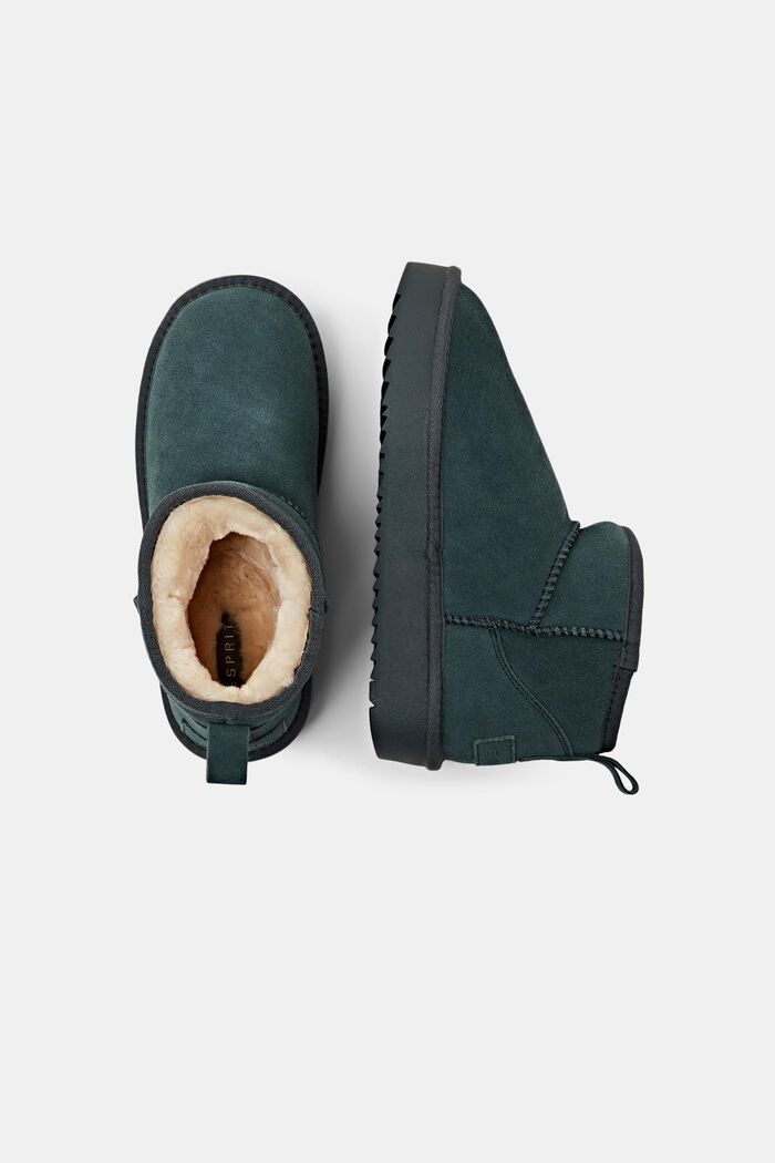 Faux-Fur Lined Suede Booties, EMERALD GREEN, detail image number 5