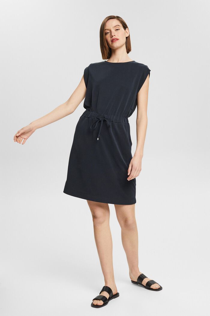 Containing TENCEL™: Dress with drawstring ties, BLACK, detail image number 5