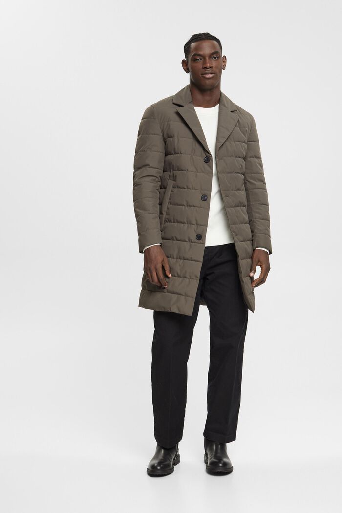 Quilted coat with lapel collar, DARK KHAKI, detail image number 5