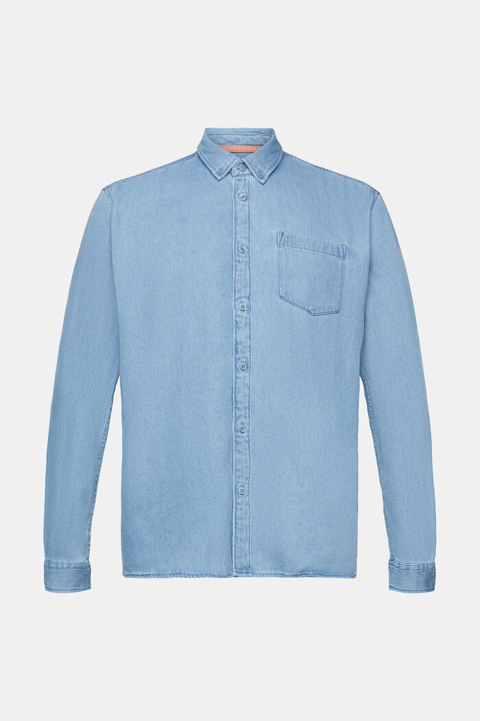 Patch Pocket Denim Shirt, BLUE LIGHT WASHED, detail image number 7