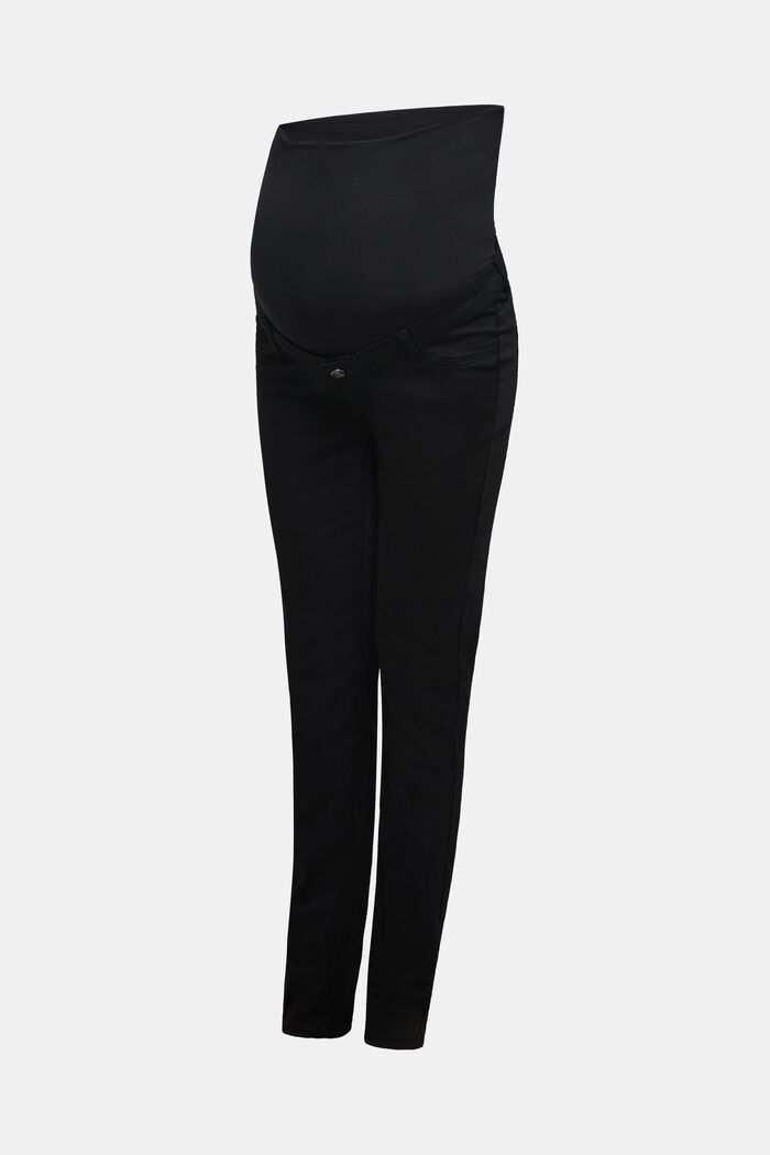 Stretch trousers with an over-bump waistband, BLACK, overview