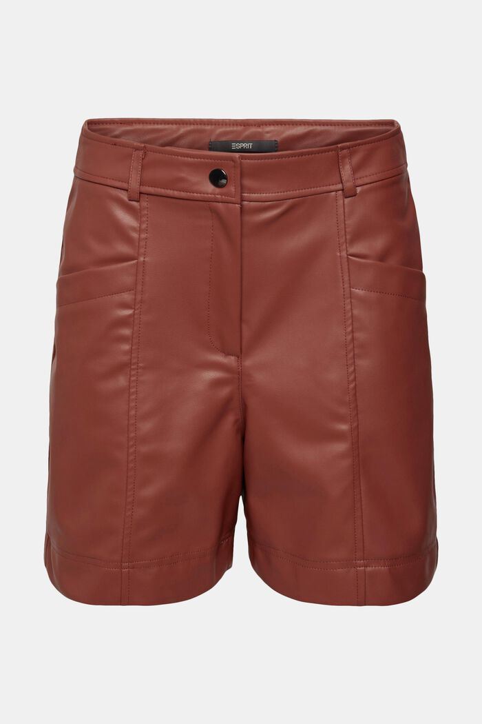 Faux leather shorts, RUST BROWN, detail image number 7