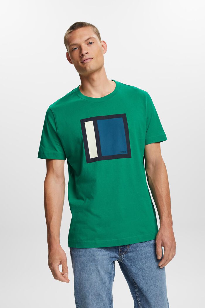 Graphic Cotton Jersey T-Shirt, DARK GREEN, detail image number 0