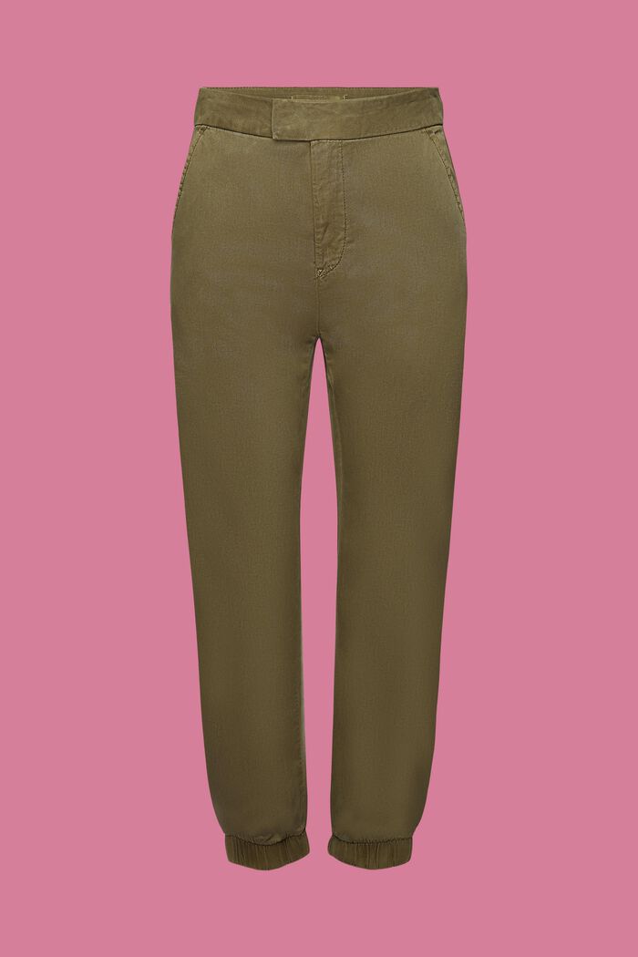 High-rise sporty twill trousers, KHAKI GREEN, detail image number 7