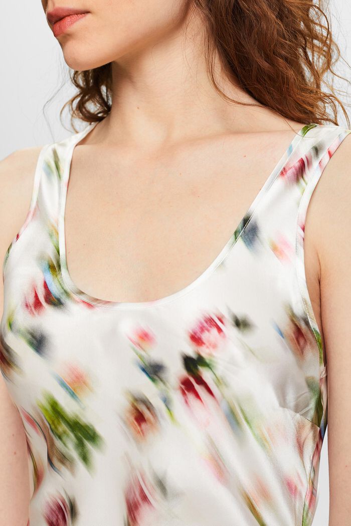 Printed Open-Back Silk Dress, OFF WHITE, detail image number 4