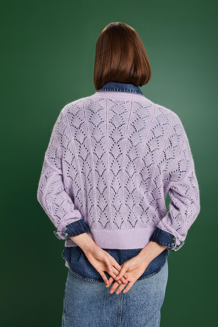Open-Knit Wool-Blend Sweater, LAVENDER, detail image number 2