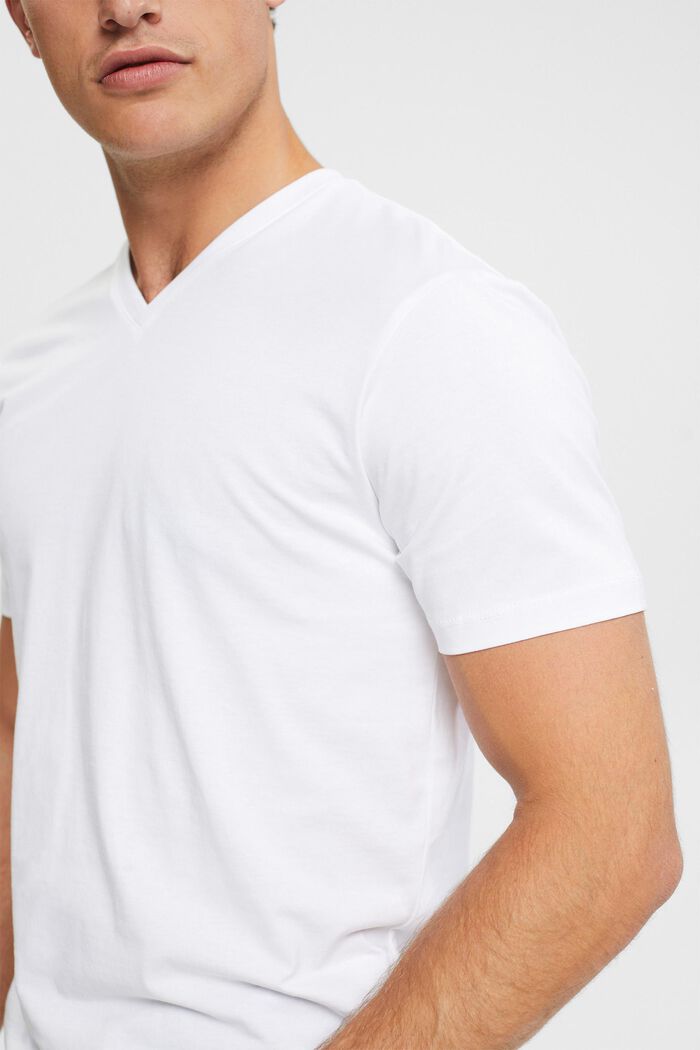 V-neck t-shirt of sustainable cotton, WHITE, detail image number 0