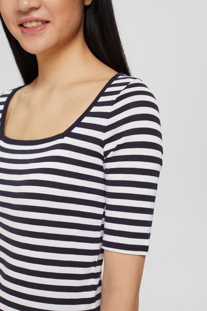 T-shirt with a square neckline, organic cotton, NAVY, detail image number 0