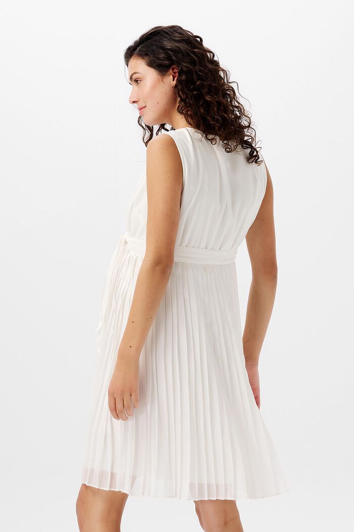 Pleated dress with tie belt, OFF WHITE, detail image number 1