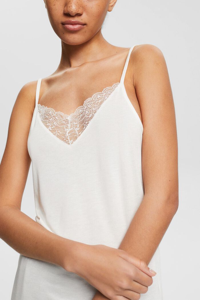 ESPRIT - Top with lace, LENZING™ ECOVERO™ at our online shop