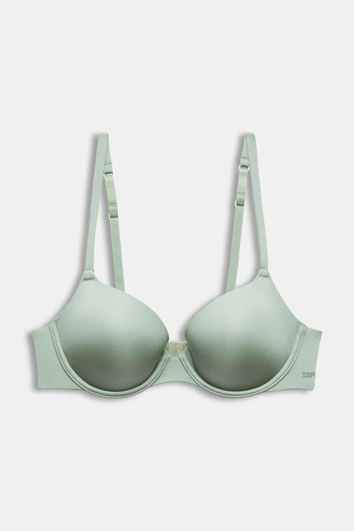Logo Padded Underwired Bra, DUSTY GREEN, detail image number 4