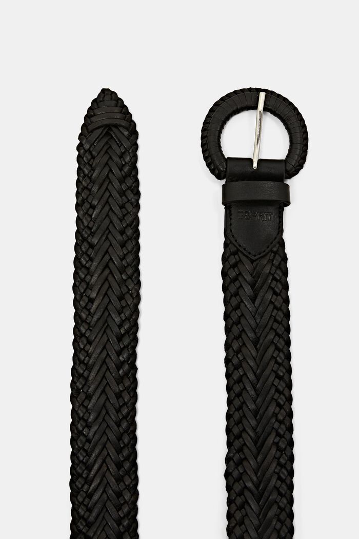 Payton leather braided belt, BLACK, detail image number 1