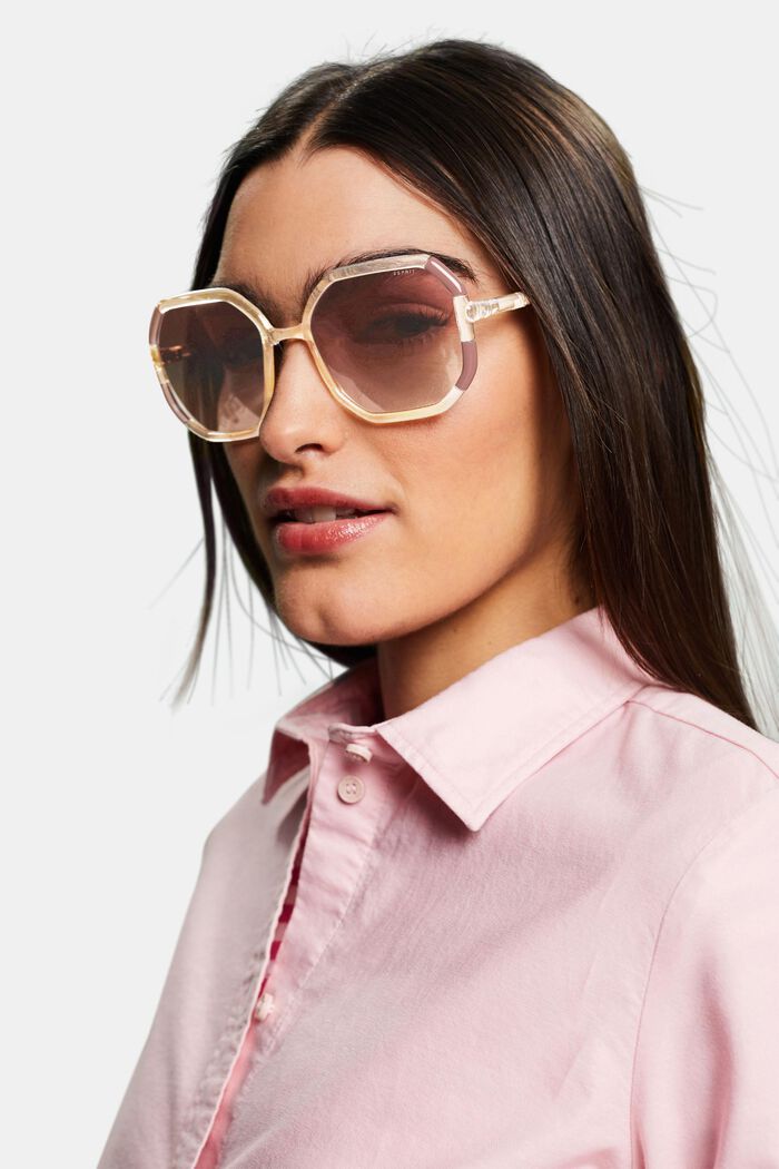 Transparent Frame Sunglasses, BROWN, detail image number 4
