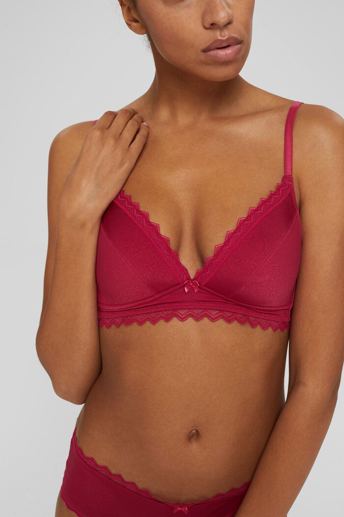 Padded non-wired bra with paisley pattern, DARK PINK, detail image number 2