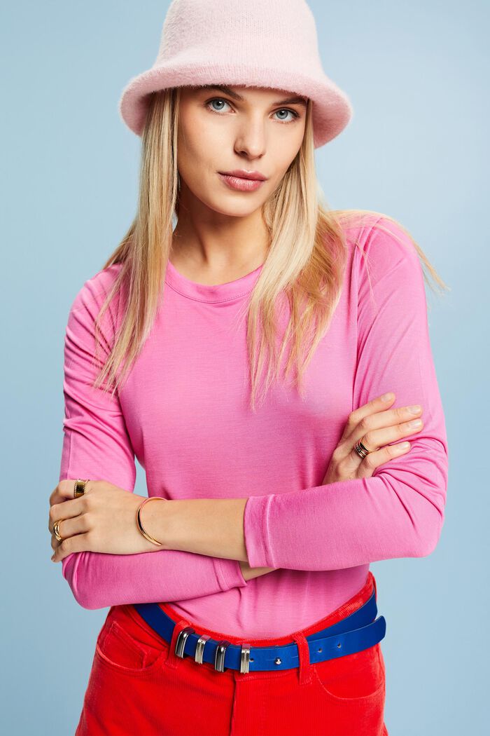Jersey Longsleeve Top, PINK FUCHSIA, detail image number 4