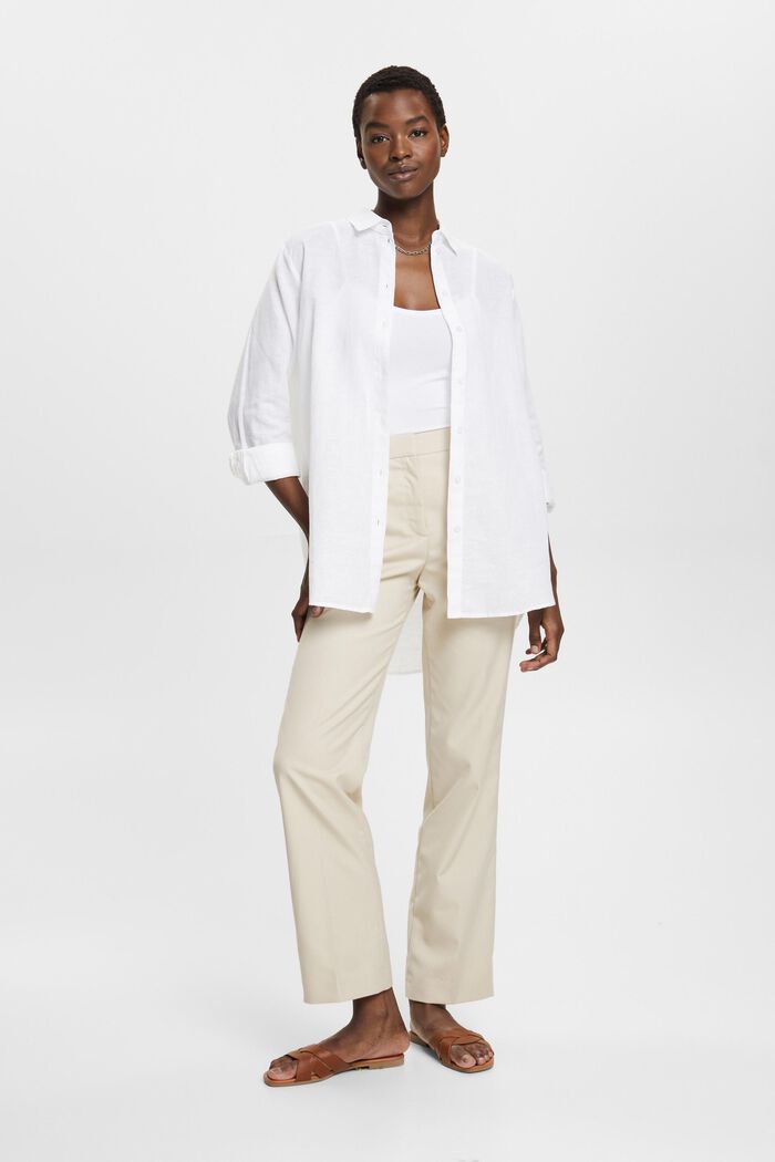 Linen-Cotton Shirt, WHITE, detail image number 4