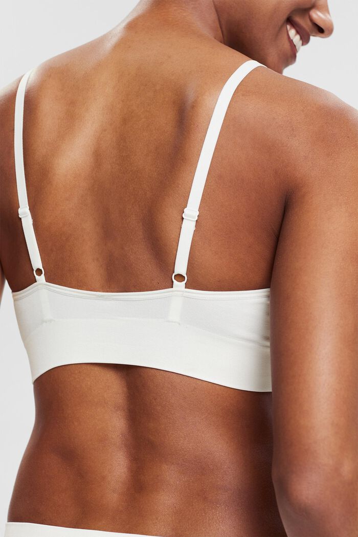 Recycled: unpadded, virtually seamless bra, OFF WHITE, detail image number 4