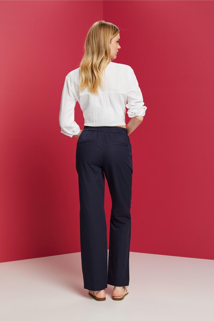Pull-on trousers, linen blend, NAVY, detail image number 3