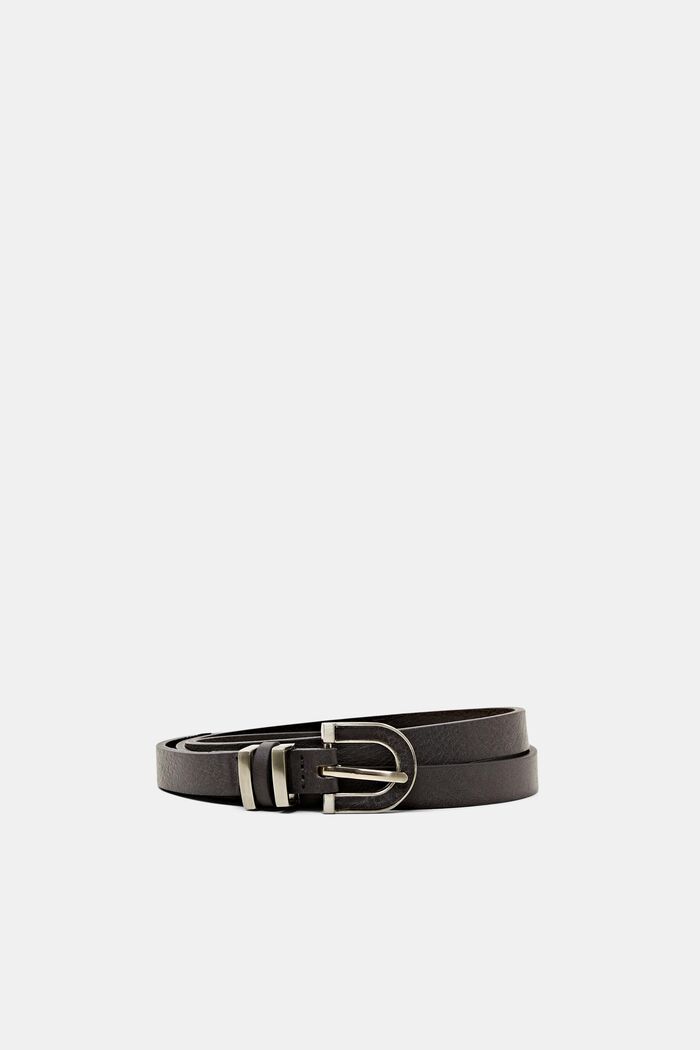 Slim Leather Belt, DARK GREY, detail image number 0