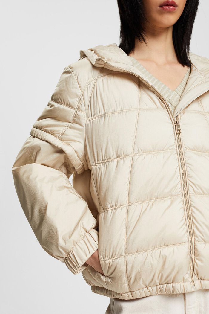 Puffer jacket with detachable sleeves, LIGHT TAUPE, detail image number 2
