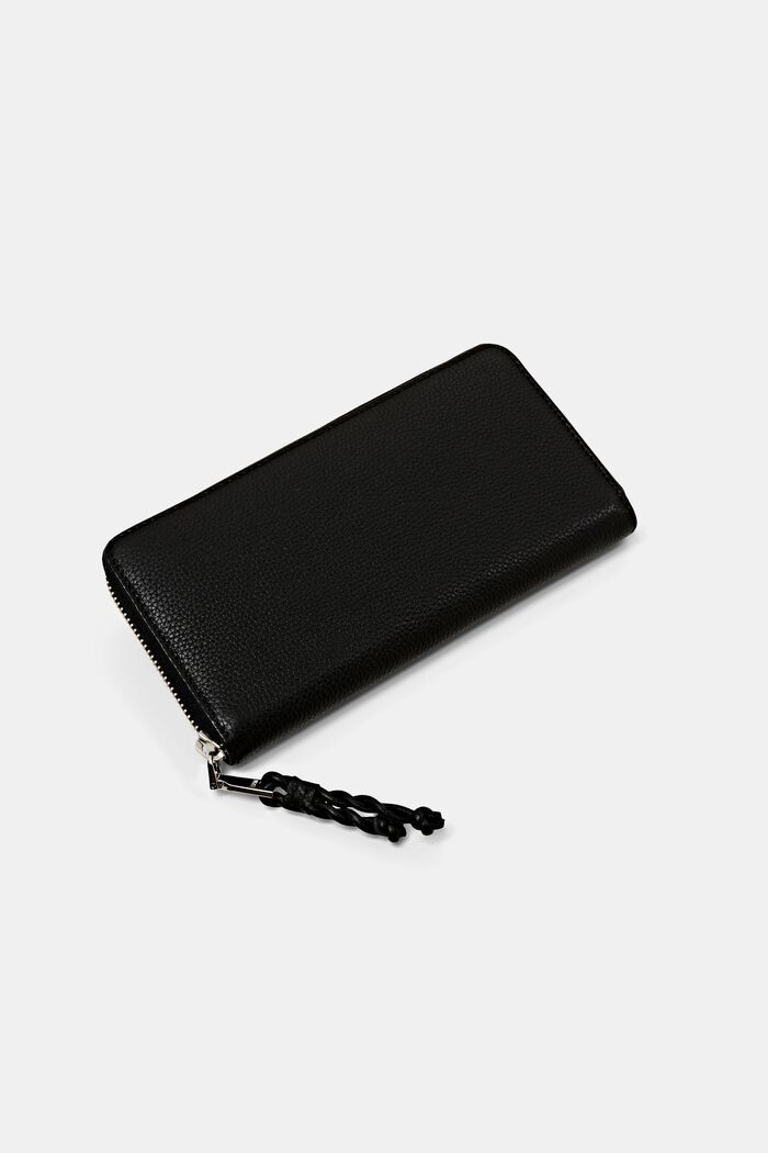 Large leather zip around purse, BLACK, detail image number 1
