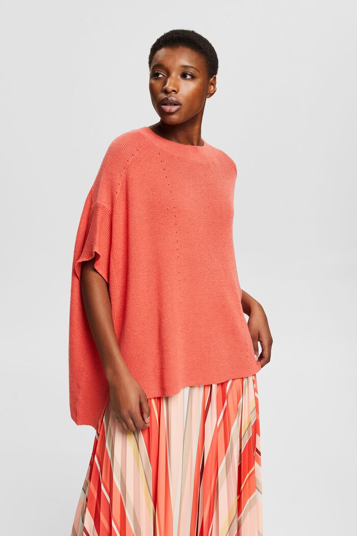 Wool blend: poncho with openwork elements