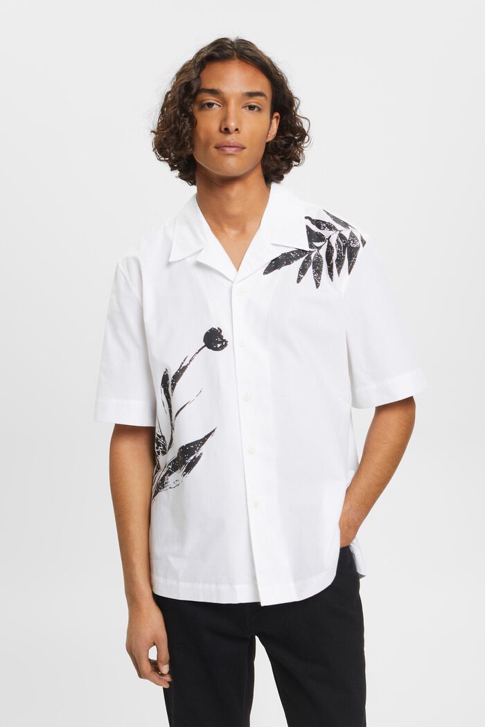 Shirt with big flower print, WHITE, detail image number 0