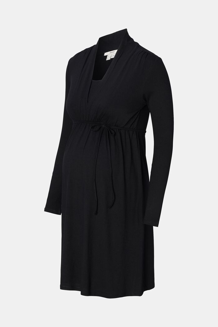 Long-sleeved jersey dress, LENZING™ ECOVERO™, BLACK INK, detail image number 6