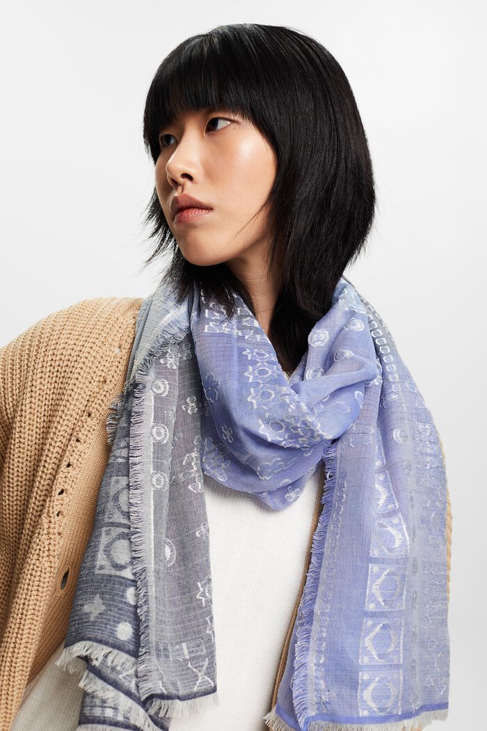 Scarf with jacquard pattern, BLUE, detail image number 2