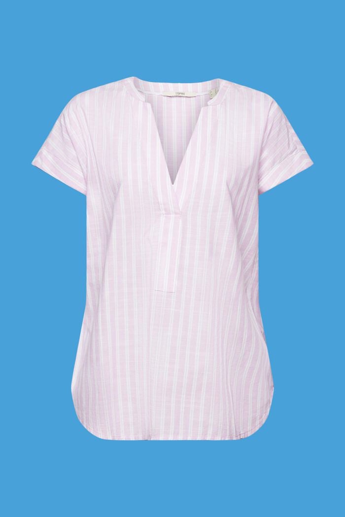 Striped cotton blouse, LILAC, detail image number 6