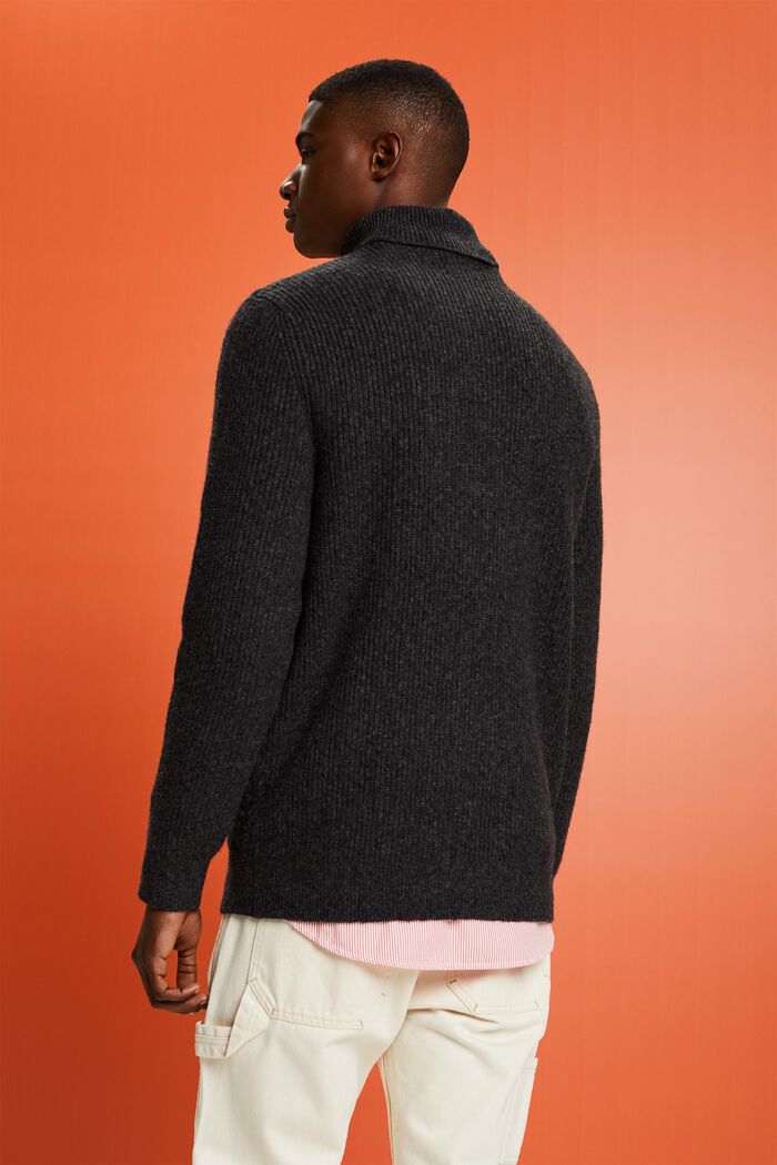 Cable Knit Rollneck Sweater, BLACK, detail image number 2